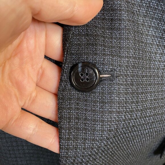 Haggar Collections Sport Coat Men's 40R Poly Wool Navy Mini Check Blazer Jacket - Picture 3 of 15